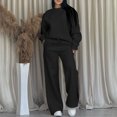 thumbnail image 1 of Wensltd Ensemble à Capuchon pour Femmes Couleur Unie Décontracté Col Ras du Cou Manches Longues Haut et Pantalon, 1 of 6