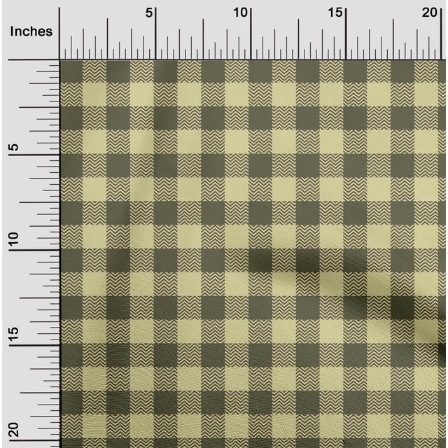oneOone Viscose Chiffon Light Yellow Fabric Gingham Check Sewing Material Print Fabric By The Yard 42 Inch Wide