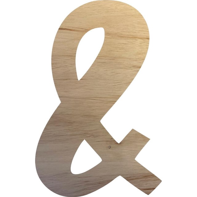Wooden Letter (&) Unfinished Craft, 4'' Tall Alphabet Wood Letter DIY, Paintbale Icebold Font