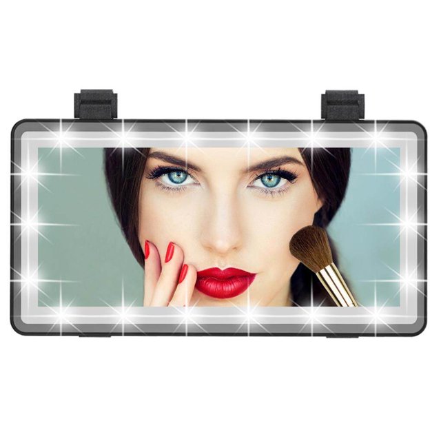 Car Sun Visor Mirror with LED Lights Automobile Makeup Mirror with Lights Cosmetic Mirror Clip for Car