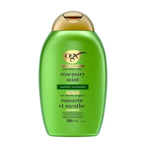 OGX Étalon de rafraîchissement extra-fort + Shampooing à la menthe de romarin, Laver plus clairement aide visiblement à éliminer l'huile & Résidus pour effacer le buildup, surfactants sans sulfate