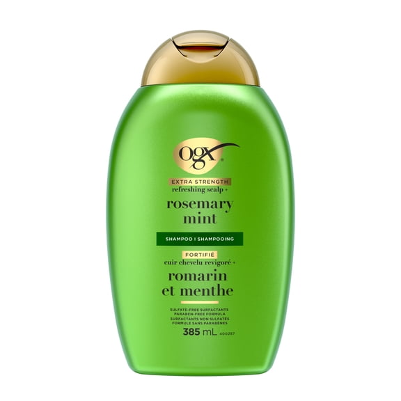 OGX Extra Strength Refreshing Scalp + Rosemary Mint Shampoo, Clarifying Wash Visibly Helps Remove Oil & Residue to Clear Away Buildup, Sulfate-Free Surfactants