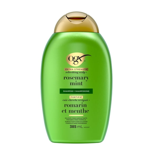OGX Extra Strength Refreshing Scalp + Rosemary Mint Shampoo, Clarifying Wash Visibly Helps Remove Oil & Residue to Clear Away Buildup, Sulfate-Free Surfactants