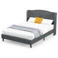 thumbnail image 1 of Gymax Full Upholstered Platform Bed Frame w/ Button Tufted Headboard Wooden Slats, 1 of 10