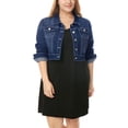 thumbnail image 1 of GRACE & GRANDEUR Women's Plus Jean Jackets Button Down Denim Bomber Jacket, 1 of 5