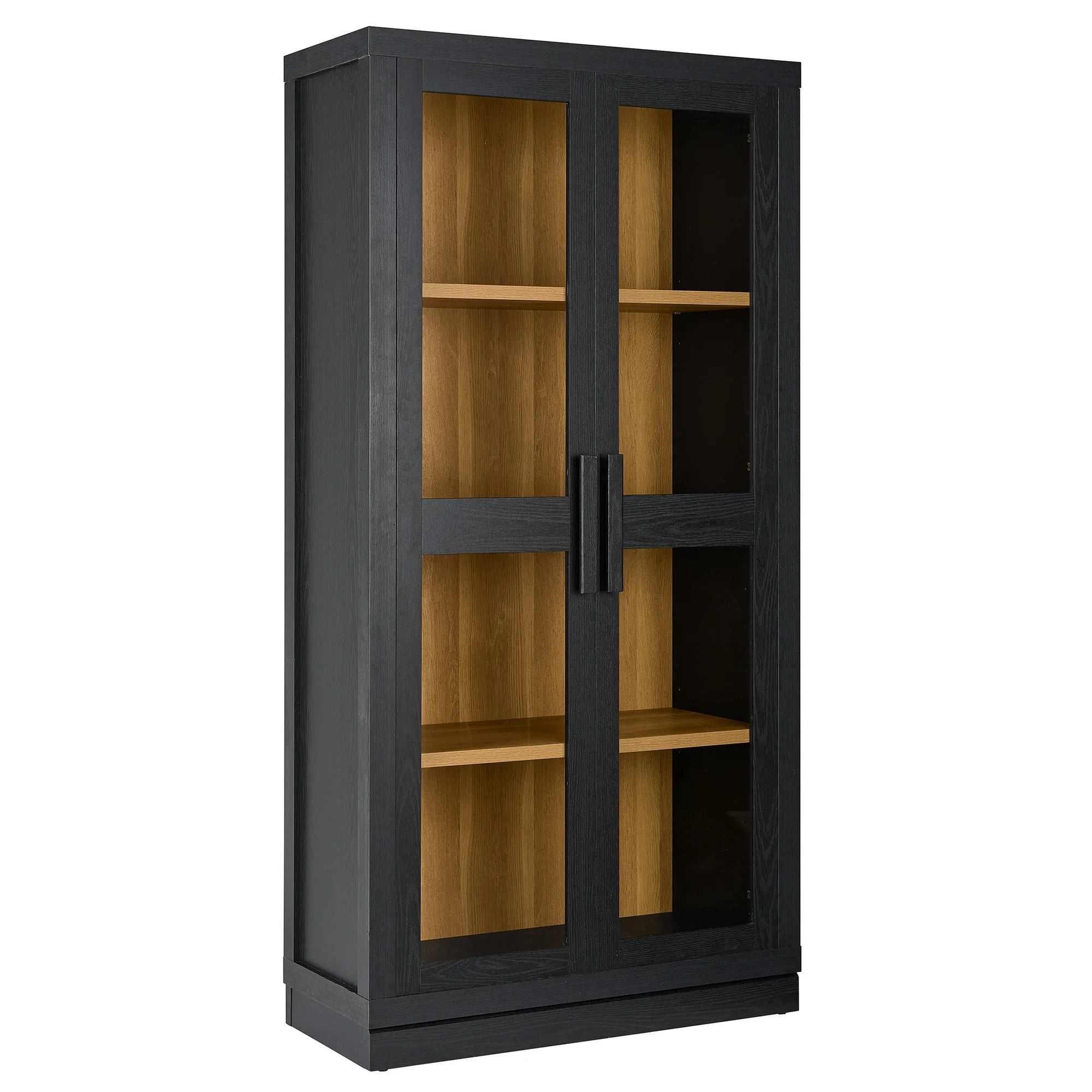 Better Homes & Gardens Ezra Glass Door Storage Accent Cabinet, Rich Black Finish