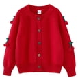 thumbnail image 2 of Zwiiyzr Girls Sweaters Kids Open Front Button Down Long Sleeve Knit Cardigans Sweater Cardigan Jacket 2-8Y Red, 2 of 3