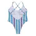 thumbnail image 3 of Maillot de Bain une Pièce à Rayures pour Femmes, Maillot de Bain à Bretelles Color Block, 3 of 4