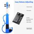 thumbnail image 3 of 4/4 Electric Violin Full Size Wood Silent Fiddle Musical Instrument Fittings Headphone Blue, 3 of 11