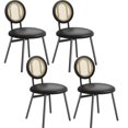 thumbnail image 1 of 4PC Modern Upholstered Dining Chairs with Natural Rattan Back & Metal Legs, Space-Saving for Kitchen, Dining Room, 1 of 7
