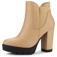 thumbnail image 1 of Unique Bargains Bottes Chelsea à Plateforme à Talons Hauts Épais à Fermeture Éclair pour Femmes, 1 of 6