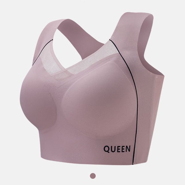 Wirefree Sports Bra for Plus Size Women, Full Coverage with Side Support & Back Smoothing Design, High Impact Support for Running, Gym & Yoga. Light Purple 38