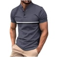 thumbnail image 2 of QIPOPIQ Men's Casual Golf Shirts Short Sleeve Button Down Striped Collared Shirts Summer Work T-Shirt Clearance, 2 of 9