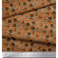 thumbnail image 2 of Soimoi Polyester Crepe Fabric Croissant & Baguette Food Print Fabric by Yard 52 Inch Wide, 2 of 3