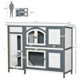 thumbnail image 3 of PawHut 57" Rabbit Hutch, 2 Tier Bunny Cage, Guinea Pig Cage, Bunny Run, Indoor Outdoor Small Animal House with Slide-out Tray, Ramp, 3 of 10
