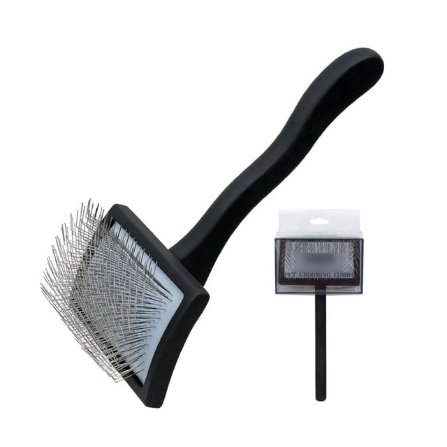 Metal Pet Grooming Comb - Stainless Steel Needles, Wooden Handle, Detangles Knots, for Dogs Cats