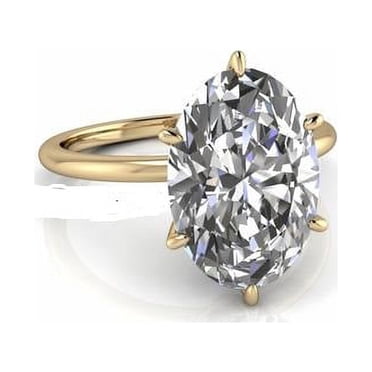 2.00 Ct Solitaire Oval Shaped Diamond Engagement Rings for Women Solid 18K Yellow Gold
