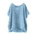 thumbnail image 1 of T-Shirts Femmes Mini T-Shirt d'Été à Manches Courtes Uni Décontracté Ample en Lin - Hontri, 1 of 4
