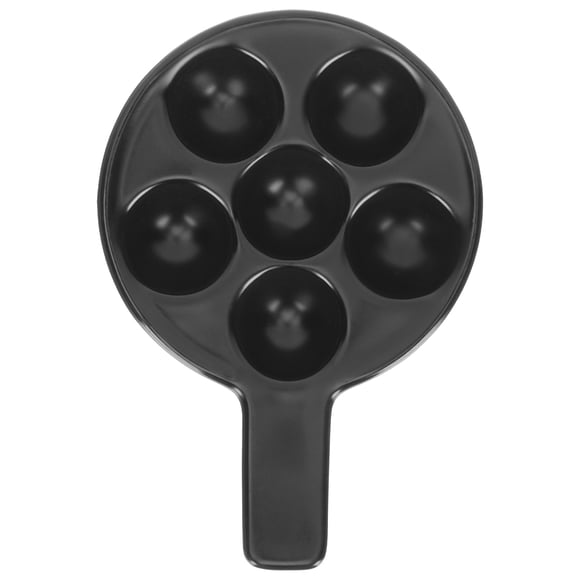 Ceramic Escargot Baking Plate with 6 Holes for Shellfish and Snail Dishes Black