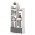 thumbnail image 1 of Costway Modern Bookshelf Rustic Wooden Shelf Organizer with Non-woven Fabric Drawer, 1 of 10