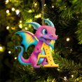 thumbnail image 1 of Fridja Personalized Dinosaur Christmas Ornament 26 Letters Hanging Pendant Ornaments 2024 Plastic Initial Monogram Xmas Tree Decorations with Hanging Rope Unique Customized Fun Gift for Kids (A), 1 of 4