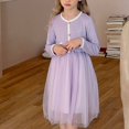 thumbnail image 3 of LOVZFMLL Girls' Summer Short Sleeve Ruffled Lace Round-Neck Embroidery Mesh Princess Bow Skirt, 3 of 6