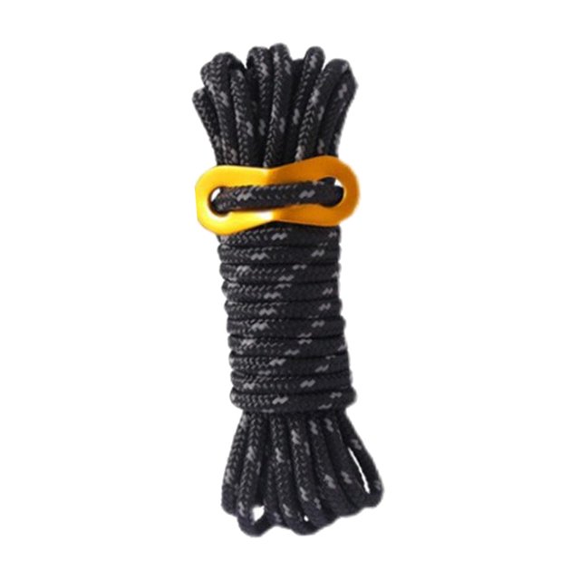 Cordon de Tente guyline Réfléchissant 13 Pi avec Ajusteur en Aluminium Corde de Camping pour la Randonnée - Noir