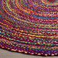 thumbnail image 4 of Safavieh Collection Tressée BRD210A Tapis Boho Réversible en Coton Fait Main, 5 Pieds x 5 Pieds Rond, Rouge / Multi, 4 of 5