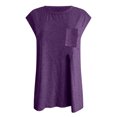 thumbnail image 5 of Hauts d'Été pour Femmes Mode Femmes Manches Courtes Col Rond Poches Hauts Décontractés T-shirt Blouse Polyester Blouses pour Femmes en Liquidation, 5 of 5
