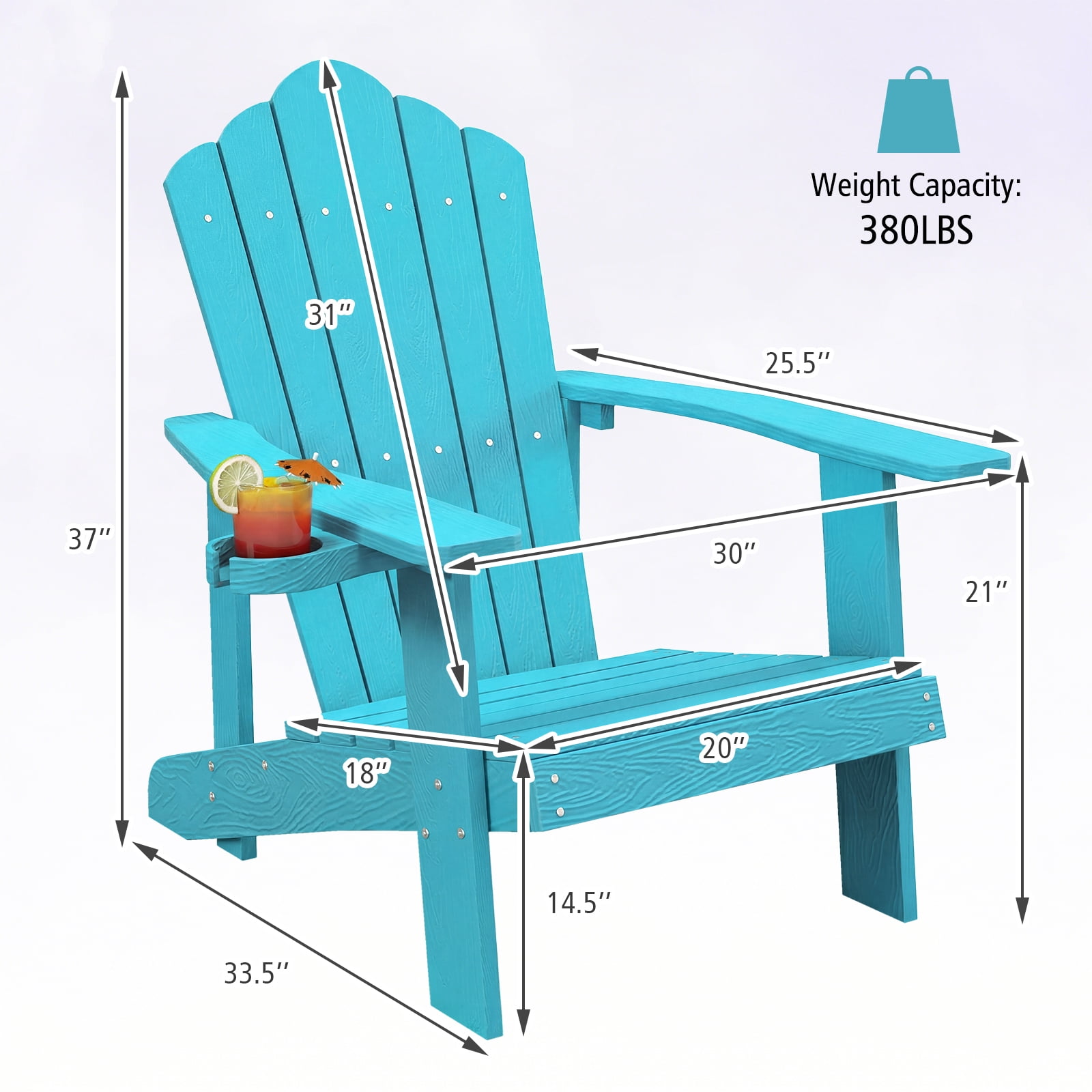 Gymax 2Pcs Oversized Adirondack Chair Lounge Adirondack Chair w