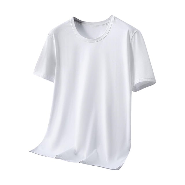 Shirts for Men, Mens Casual Solid Color Short Sleeved Round Neck Top Short Sleeve Round-Neck Blouses