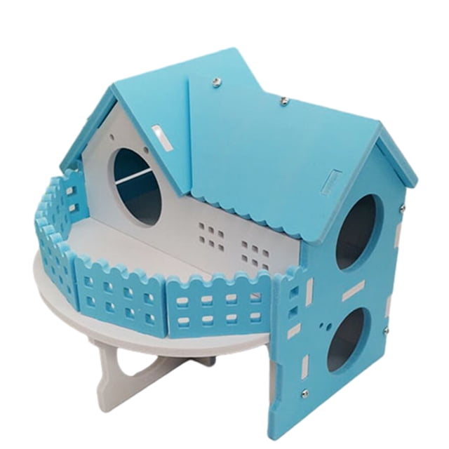 fastboy Ample Space Exquisite Craft Hamster Villa House For Small Pets Durability Villa House Small Pet Blue