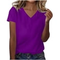 thumbnail image 1 of Besolor Summer Short Sleeve Shirts for Women Casual V Neck Solid Color Basic Tees Ladies Going out Tops, 1 of 3