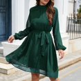 thumbnail image 5 of TopLLC Longues Robe à Manches à Col Rond Femme Mode Robe à Taille Ajustée Robe à Manches Longues Robe de Couleur Unie Robe Femme, 5 of 5