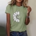 thumbnail image 2 of WTXUE T-Shirts à Manches Courtes, Col Rond, Graphiques, pour Femmes, Été, Ample, Blo, Coton Floral, Décontracté, Vert Menthe/tournesol L, 2 of 6