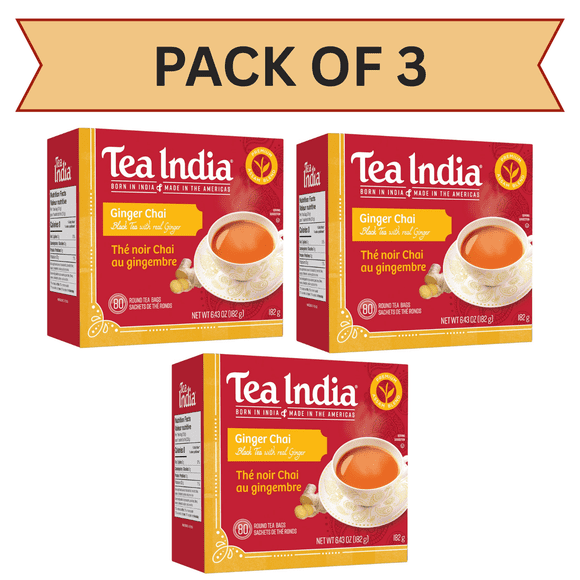 Tea India Chaï au Gingembre 80 Paq., Lot de 3