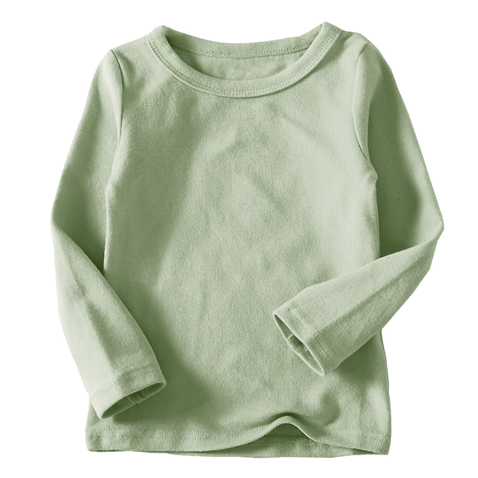 LOVZFMLL Hauts pour Petites Filles, T-Shirt de Pyjama à Col Rond à Manches Longues Uni, Décontracté Essentiel pour Tous les Jours, Polyvalent pour Superposition, Vêtements d'Automne 6-7 Ans Vêtements pour Filles