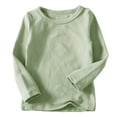 thumbnail image 1 of DPTALR T-Shirts pour Tout-Petits Garçons Filles Couleur Unie Col Rond Manches Longues Haut, 1 of 5