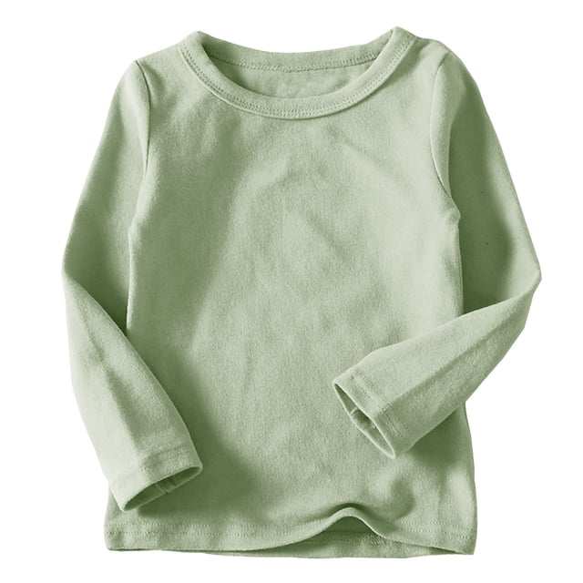 DPTALR T-Shirts pour Tout-Petits Garçons Filles Couleur Unie Col Rond Manches Longues Haut