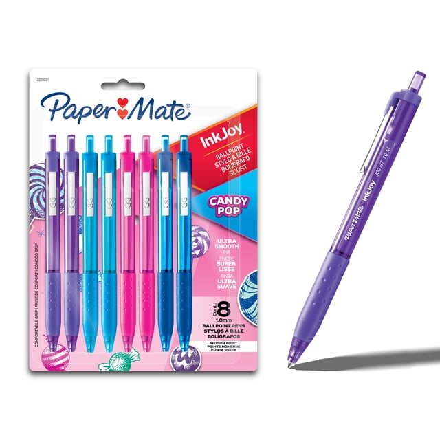 Paper Mate InkJoy 300RT Retractable Ballpoint Pens, Medium Point (1.0 mm), Candy Pop Colours, 8 Count