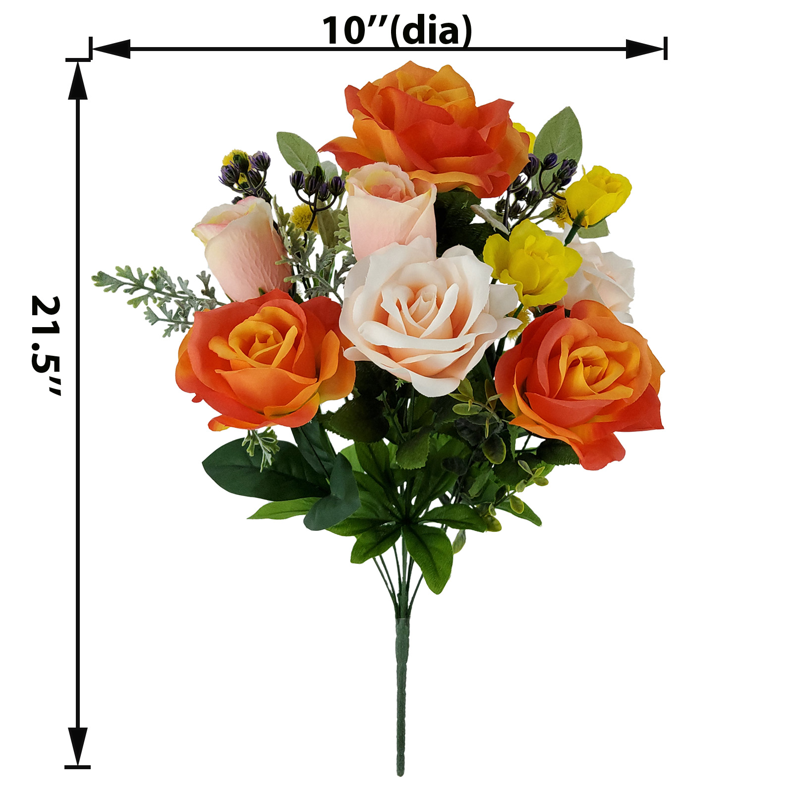 Mainstays Bouquet mixte de Rose artificielle d’intérieur, couleur corail, hauteur assemblée: 54.61cm