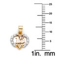 thumbnail image 2 of 14k Two-tone Gold Cubic Zirconia '15' Heart-shaped Quincinera Pendant with 1.2mm Rolo Chain, 2 of 4