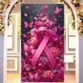 thumbnail image 2 of Feltree Ruban Rose pour la Sensibilisation au Cancer du Sein 35x71 Pouces, Bannière Décorative Réutilisable pour Fond de Mur de Porte, Polyester Léger, 2 of 7
