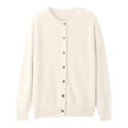 thumbnail image 4 of Baberdicy Haut en Tricot Uni pour Femme, Cardigan à Col Rond Ouvert à l'Avant, Cardigan Uni à Col Rond, Chandail en Tricot Décontracté, Haut de Tous les Jours Beige G, 4 of 5