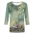 thumbnail image 4 of T-shirts pour Femmes T-shirt Ample Imprimé de Mode pour Femmes Blouse à Manches 3/4 Col Rond Hauts Décontractés Blouses pour Femmes Été en Liquidation, 4 of 5