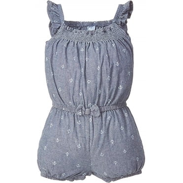 Carter's Baby Girls' Chambray Print Romper - Anchors-12 Monthss