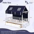 thumbnail image 3 of Costway Lit Maisonnette Double en Bois Massif Lit de Jeu Mezzanine Bas avec Tente 2 Tiroirs de Rangement, 3 of 10