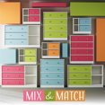 thumbnail image 2 of Ameriwood Home Mya Park Wide Dresser with 3 Fabric Bins, White w/ Green Bins, 2 of 8