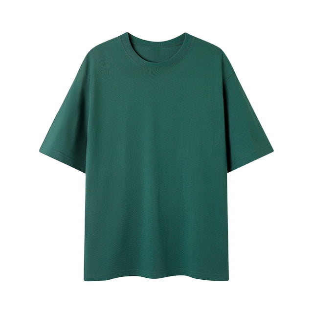 AherBiu Plus Size T Shirts for Man Crewneck Cotton Soft Tees Casual Summer Solid Color T-Shirts