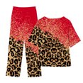 thumbnail image 3 of Mikilon Ensemble Élégant pour Femmes 2 Pcs Coton & Lin Imprimé Manches 5/10 Col Rond + Pantalon Décontracté Ensemble Chic & Confortable Manches Courtes Col Rond Blouse/chemise Rouge 4TG, 3 of 3